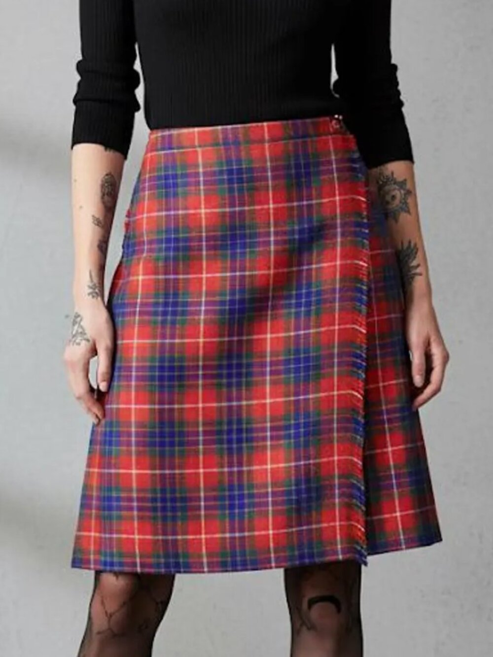 Red Plaid Wrap Skirt - Classic Tartan Women’s Skirt